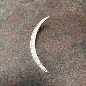 Silver Dainty Moon necklace pendant with rhinestone